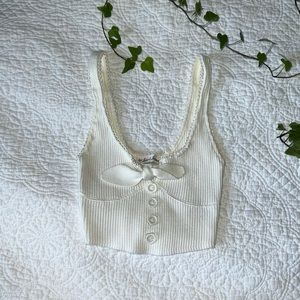 For love and lemons pointelle cropped bow tank